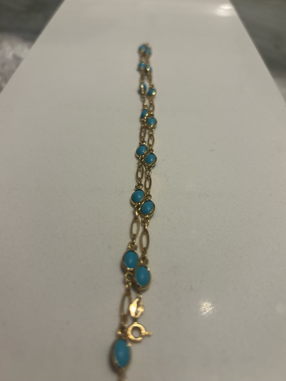 18k gold and turquoise station Necklace (8g-11g) Italy 750 225AR